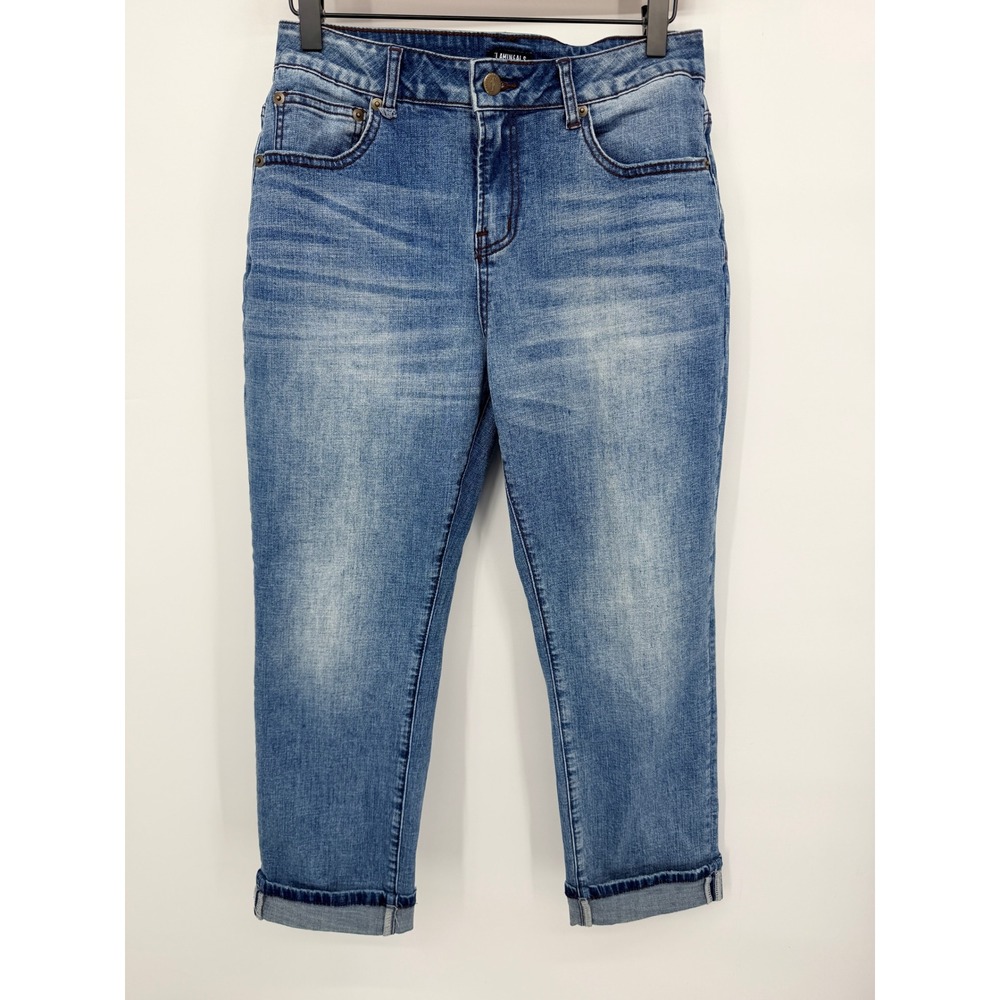 Flamingals Cropped Jeans Women Size 28 Blue Excellent Cuffed Medium Wash Denim